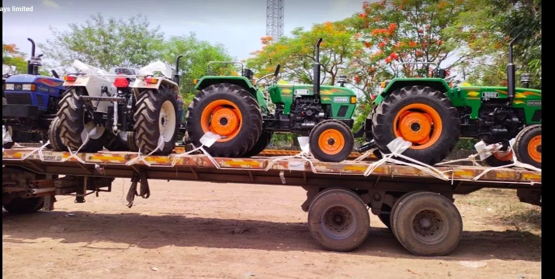 Tractors loaded on trailer